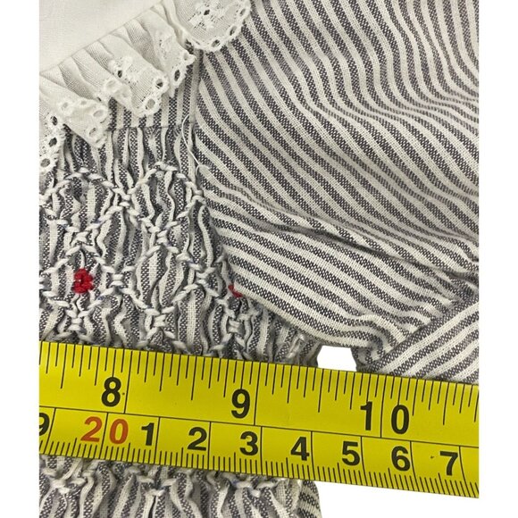 Vintage Polly Flinders Girls Dress Size 4T Gray Striped Smocked Puff Sleeve NWT - Picture 6 of 8